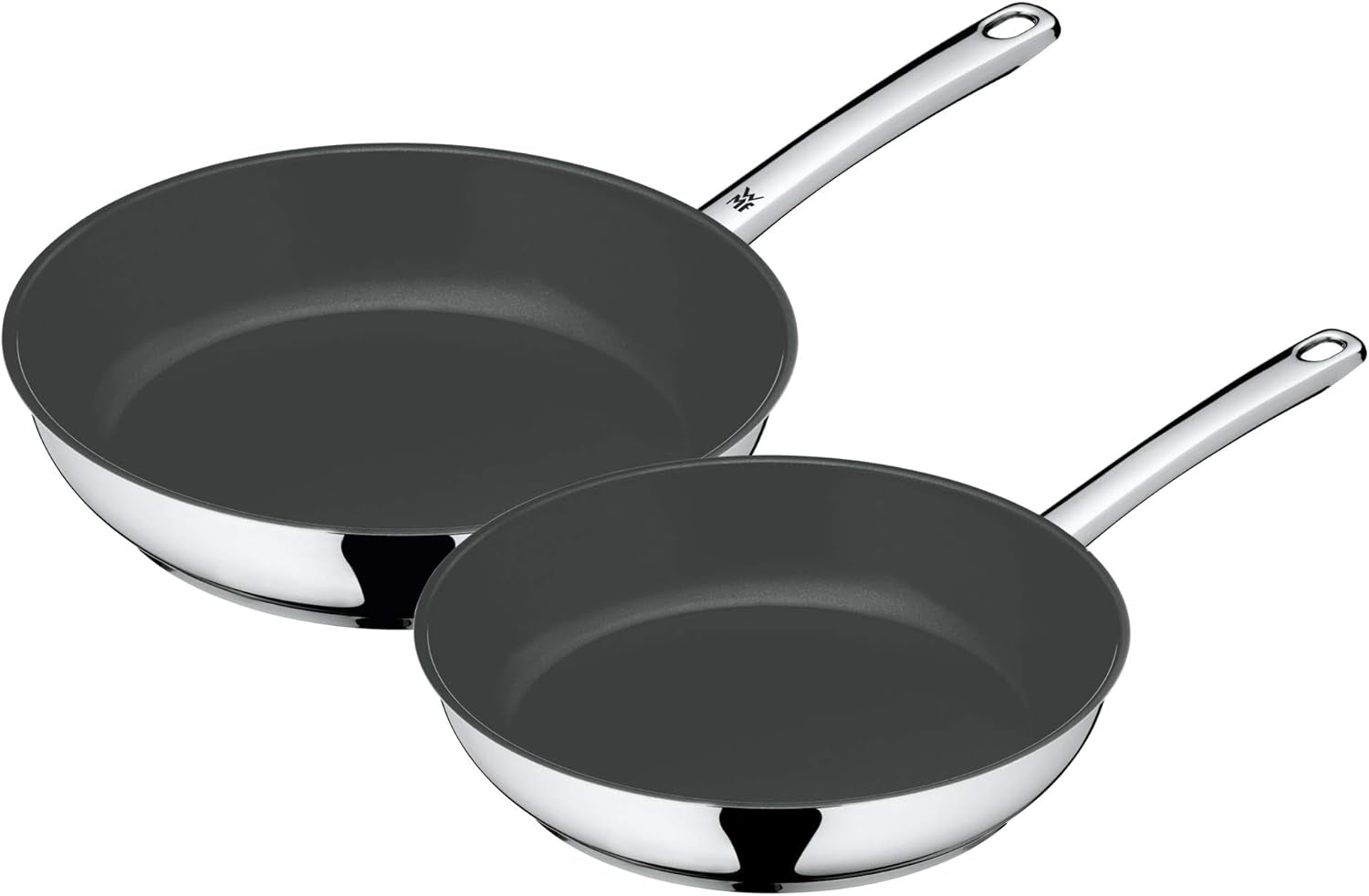 WMF Devil Pfannenset 2-teilig, Induktionspfannen 24, 28 cm, Cromargan Edelstahl, Keramikbeschichtung, backofenfest. Töpfe und Pfannen Naty Shop Set bestehend aus 2 Pfannen 24 und 28 cm