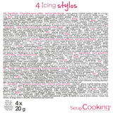 Scrapcooking – 4-teilige Marker: Gold, Schokolade, Weiß und Rot – dekorative essbare Stifte zum Schreiben und Zeichnen auf Desserts, Kuchen und Keksen