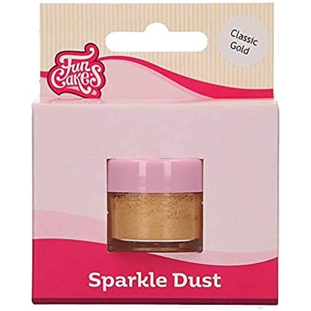 Funcakes Sparkle Dust Classic Gold: Glitzerstaub in Lebensmittelqualität zum Dekorieren von Kuchen, Halal-zertifiziert