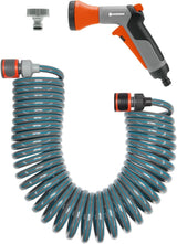 Gardena 4647-20 Spiralschlauch-Komplettset, mit automatischem Schlauchrückzug, mit Sprühdüse und Hahnanschluss (Schlauchlänge: 10 m, Schlauchdurchmesser: 9 mm, Set: ja)