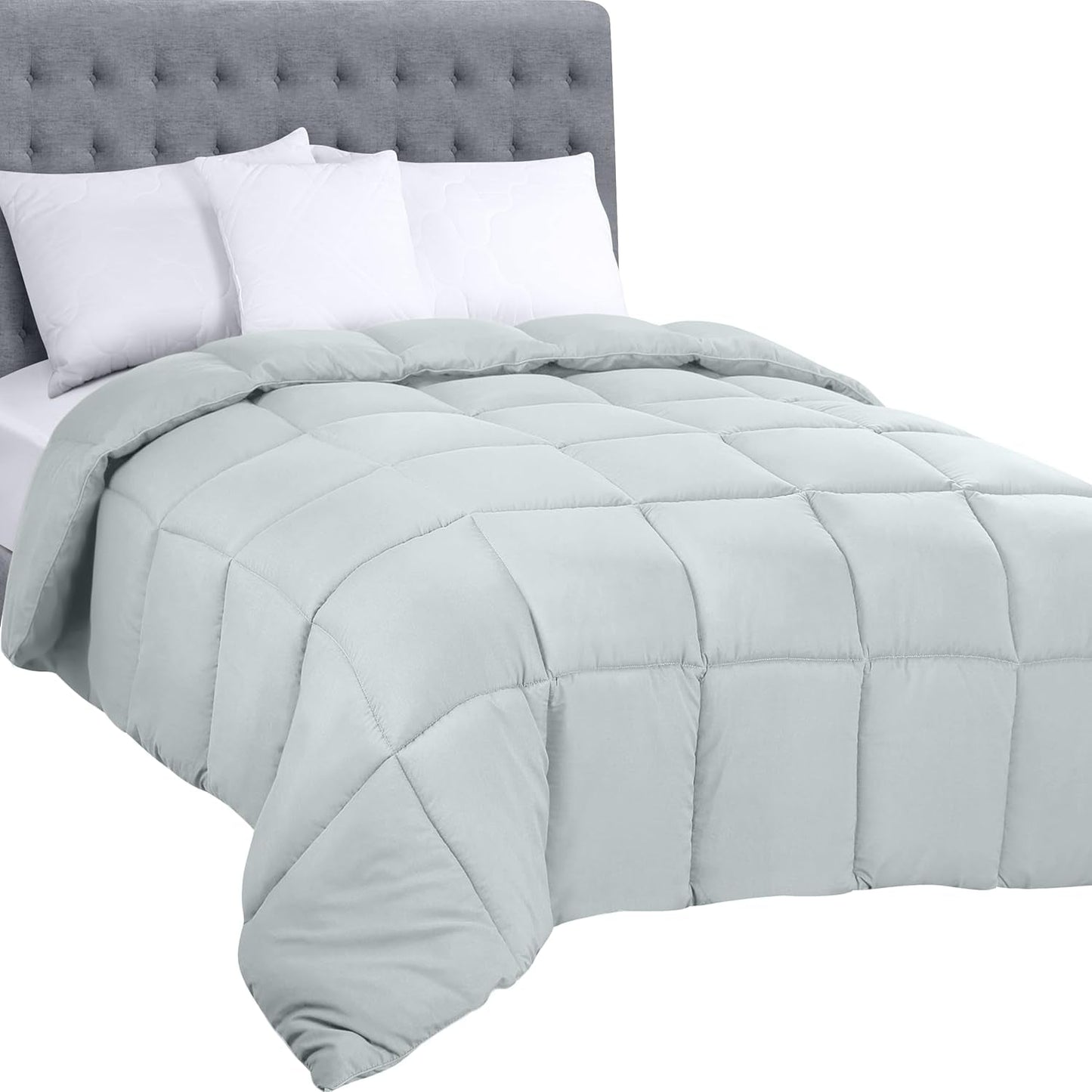 Utopia Bedding Ganzjahres-Bettdecke, 250 g/m², Plüschfüllung aus silikonisierter Faser, Doppelbett, genäht in Box (Doppelbett XL, hellgrau), Naty Shop Steppdecken und Bettdecken, weiß, Twin (1 Packung)