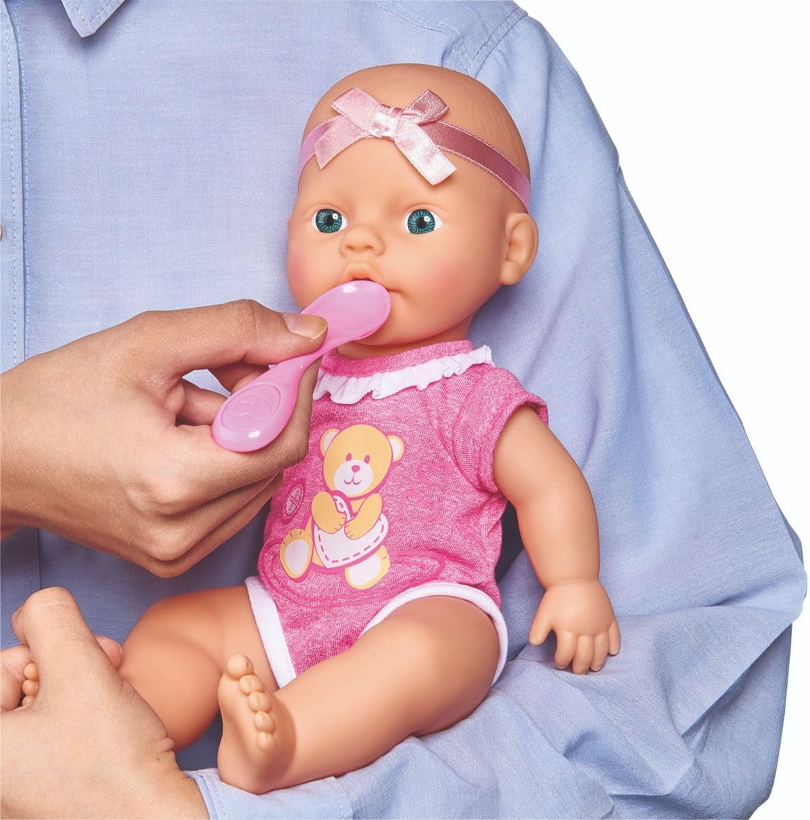 Simba 105030069 – New Born Baby Doll, Vinylpuppe mit Trink- und Fütterfunktion, mit Geburtsurkunde und Zubehör, 4 Teile, 30 cm, Puppe, ab 3 Jahren Naty Shop Dolls