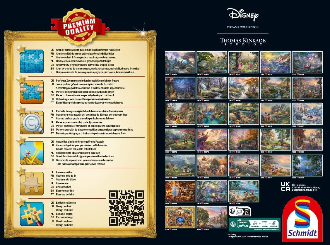 Schmidt Spiele 58038 Disney, Cinderella Happily Ever After, Thomas Kinkade, Puzzle 1000 Teile, mehrfarbig Puzzle Naty Shop