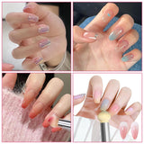 2 Stück Nail Art Rendering-Werkzeuge Doppelter Kopf, Schwammpinsel-Applikator inkl. 8 Ersatzköpfe, Nail Art Schwamm und Tupfpinsel (Weiß, Rosa)