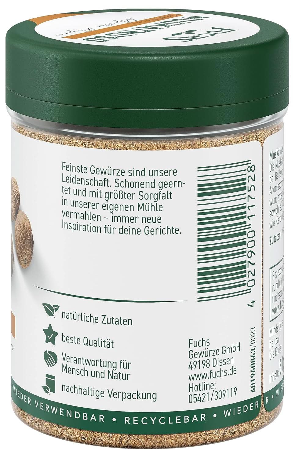 Fuchs Gemahlene Muskatnuss, 50 Gramm Gewürze Naty Shop