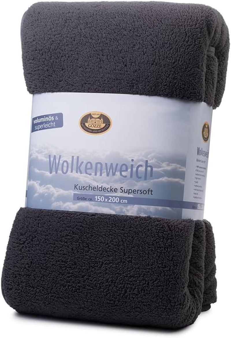 Gözze - Cloud weiche Kuscheldecke, Schaffellimitat, 100 % Polyester (Mikrofaser), 150 x 200 cm - Camel Bettdecken und Steppdecken Naty Shop Anthrazit