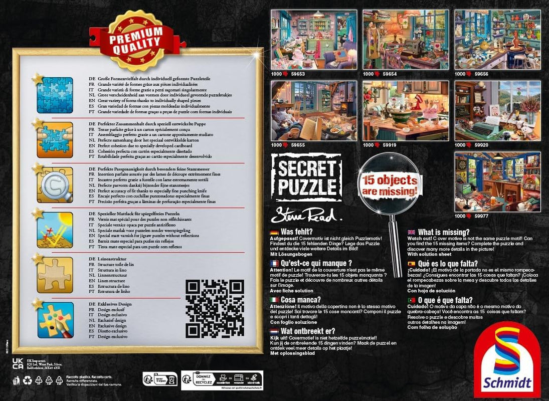 Schmidt Spiele 59977 Geheimrätsel, Vaters Werkstatt, Puzzle 1000 Teile Puzzle Naty Shop
