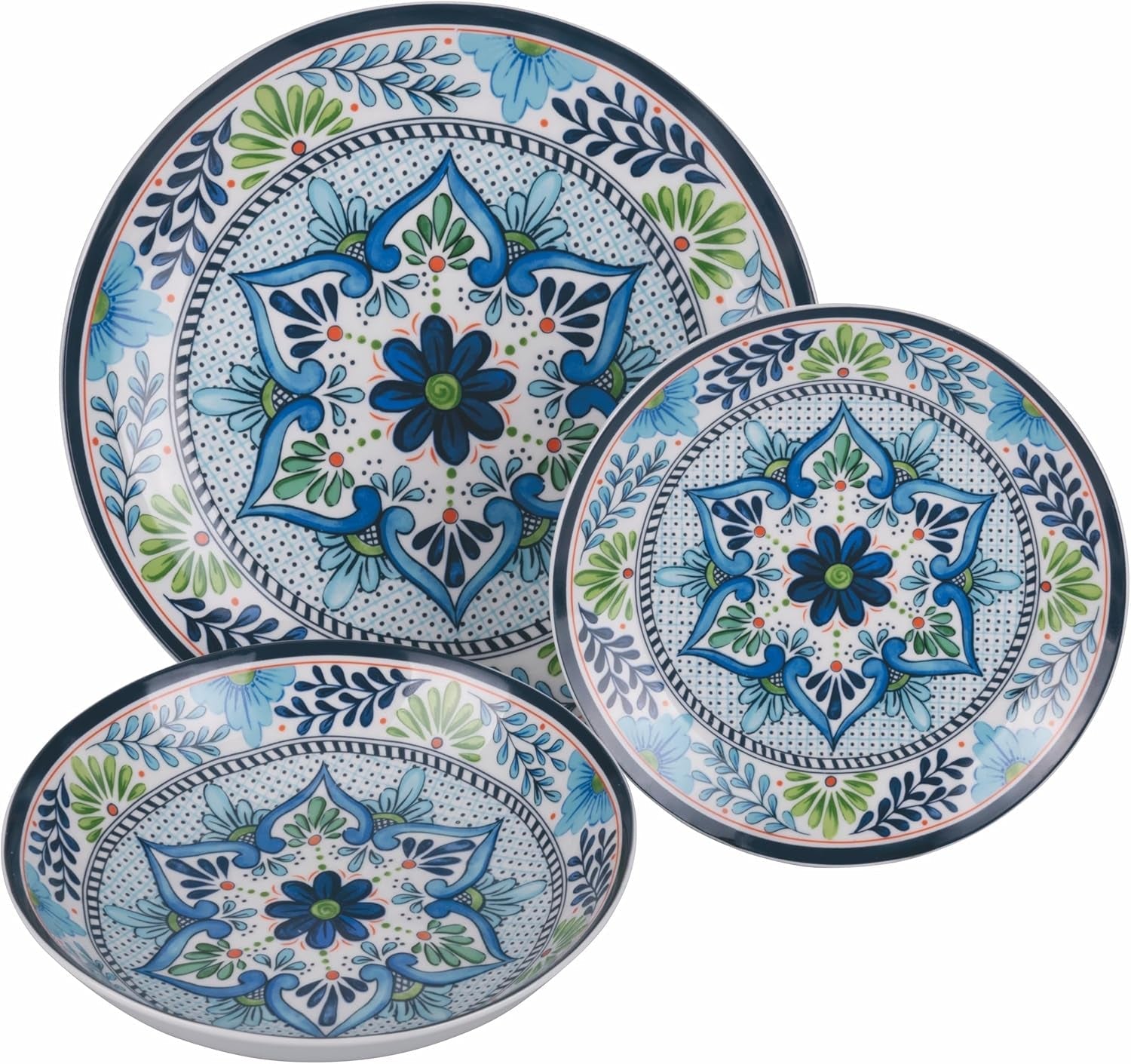 18-teiliges Tafelservice aus Porzellan, 6 verschiedene Tellersets, Andalusien