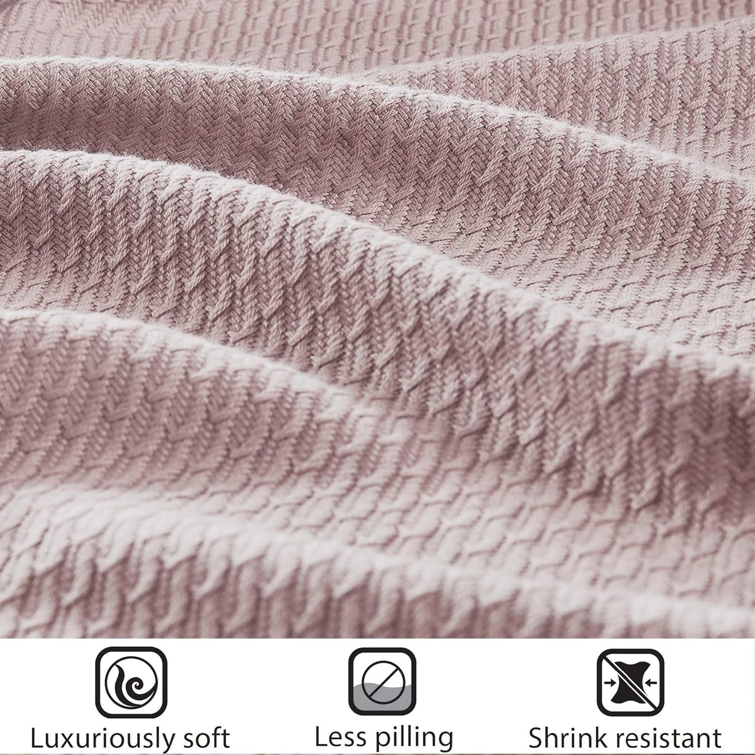 Madison Park, 100 % ägyptische Baumwolle, atmungsaktive Bettdecke, Premium-Strick, Luxus-Saison, leichter Bezug für Bett, Sofa und Couch, Doppelbett/Queensize-Bett, Rosa, Naty Shop Bettdecken und Steppdecken
