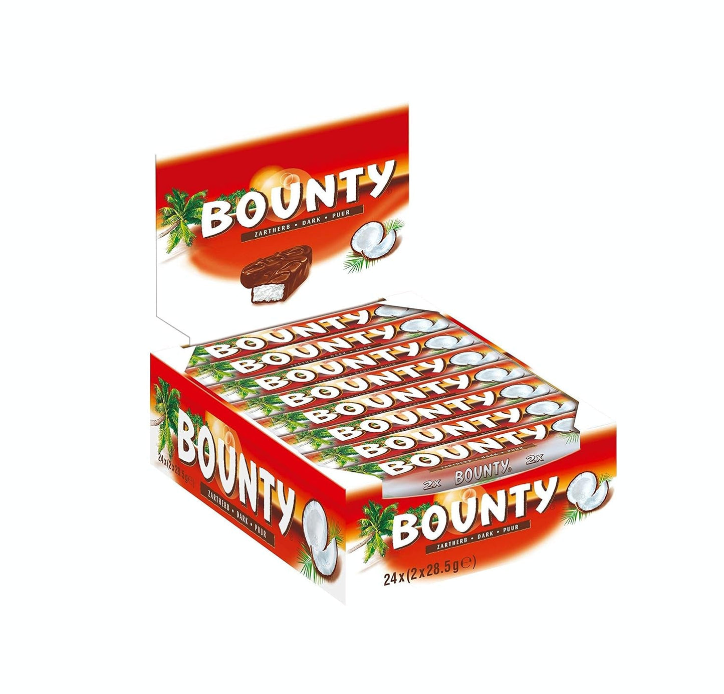 Bounty Schokoriegel Kokos-Schokoladengeschmack, 24 Riegel in einer Packung (24 x 57 g)