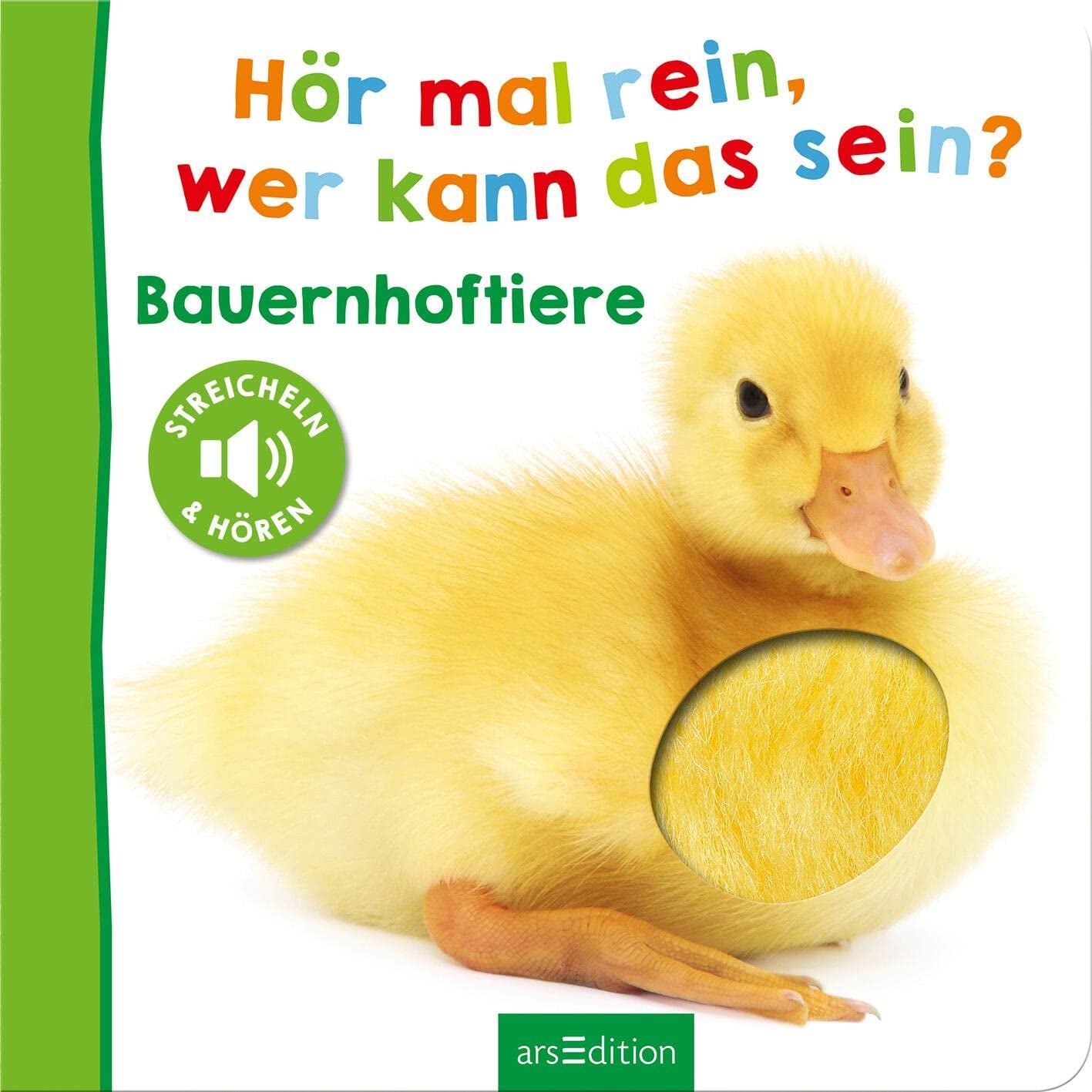 Hören Sie, wer könnte es sein? - Nutztiere: streicheln und zuhören | Hochwertiges Bilderbuch aus Pappe mit 5 Geräuschen und taktilen Elementen für Kinder ab 18 Monaten. Babyspielzeug Naty Shop