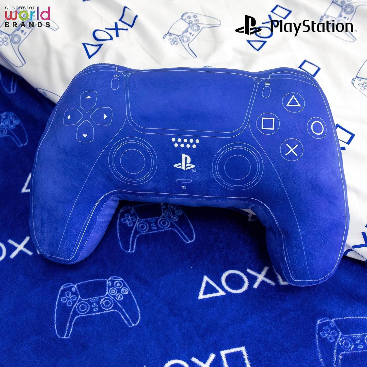 Character World: Offizielle Lizenz in Form einer Playstation-Steuerung, Design des Handbuchs, zusätzliches Zubehör | Die blauen Standardkissen von Naty Shop eignen sich perfekt als Schlafzimmer- oder Spieldekoration