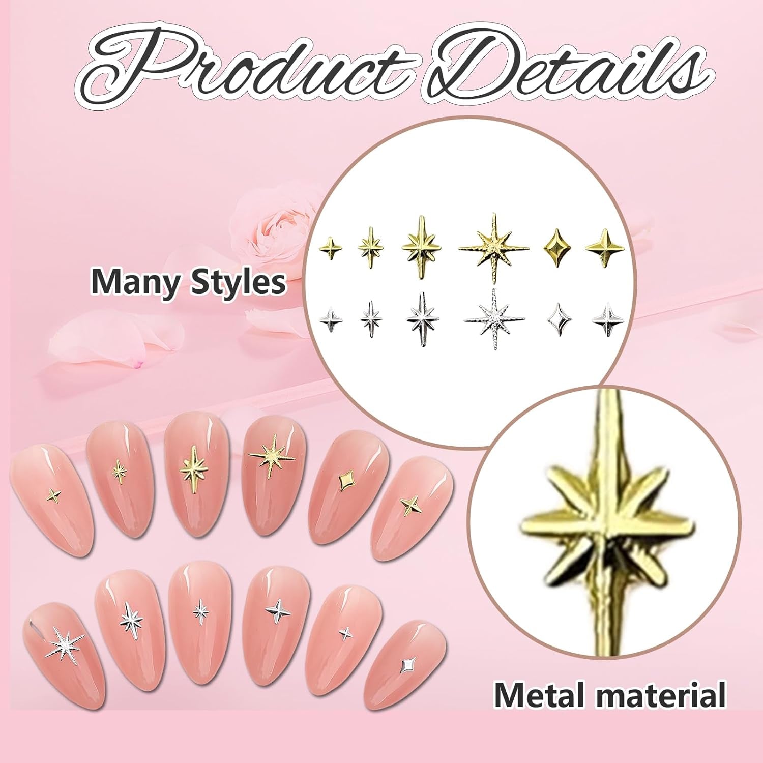 400 Stück Stern Nail Charms Gold Silver, Charms Nägel Zubehör, Nagel Deko, Nail Art Zubehör, Nagel Charms, Nagel Steine, Nail Design, Charms Für Nägel