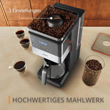 KRUPS Grind Aroma XL Espressokocher, abnehmbares konisches Mahlwerk, digitales Bedienfeld, XL-Kapazität (1,5 l), Warmhaltefunktion, Glaskaraffe, Schwarz/Edelstahl, KM842810