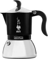 Bialetti Fiammetta Induktionskaffeemaschine, 2 Tassen (100 ml), für alle Herdarten geeignet, elegantes Design, schwarz