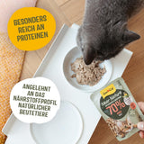 GimCat Near Nature Trial Mix 12er Pack – getreidefreies Nassfutter für Katzen ab 7 Monaten mit artgerechter und beutespezifischer Rezeptur – 12 Beutel (12 x 85 g)