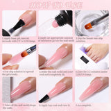 GZMAYUEN Poly-Nagelgleitlösung, 30 ml * 2 Nagelverlängerungsgel, flüssiges Poly-Verlängerungsgel – einfache DIY-Gleitlösung mit Pinsel