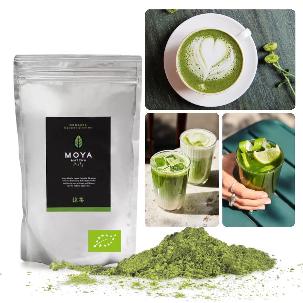 Moya Matcha Bio Daily Grüntee-Pulver | 250 g Tagesqualität (III) | Perfekt zum Verzehr mit Latte Macchiato, Smoothies und Limonaden ...