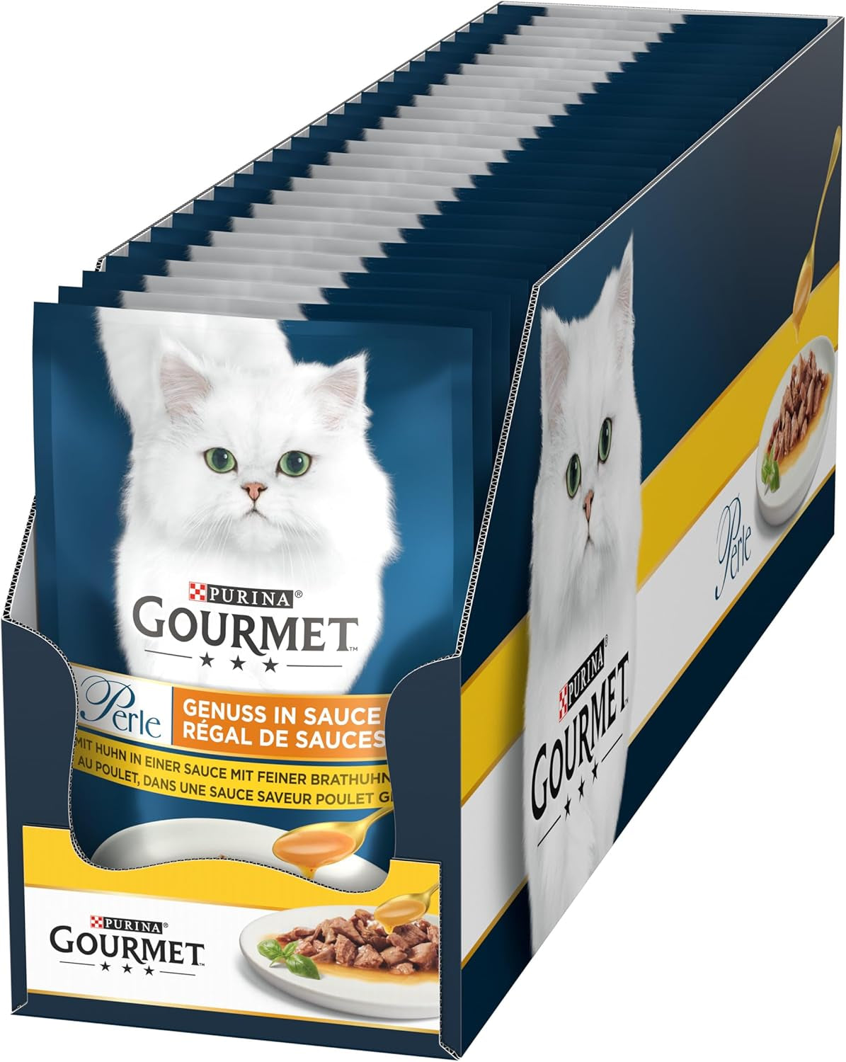 Gourmet Perle Delight Nassfutter für Katzen in Sauce mit Huhn, 26er Pack (26 x 85g)
