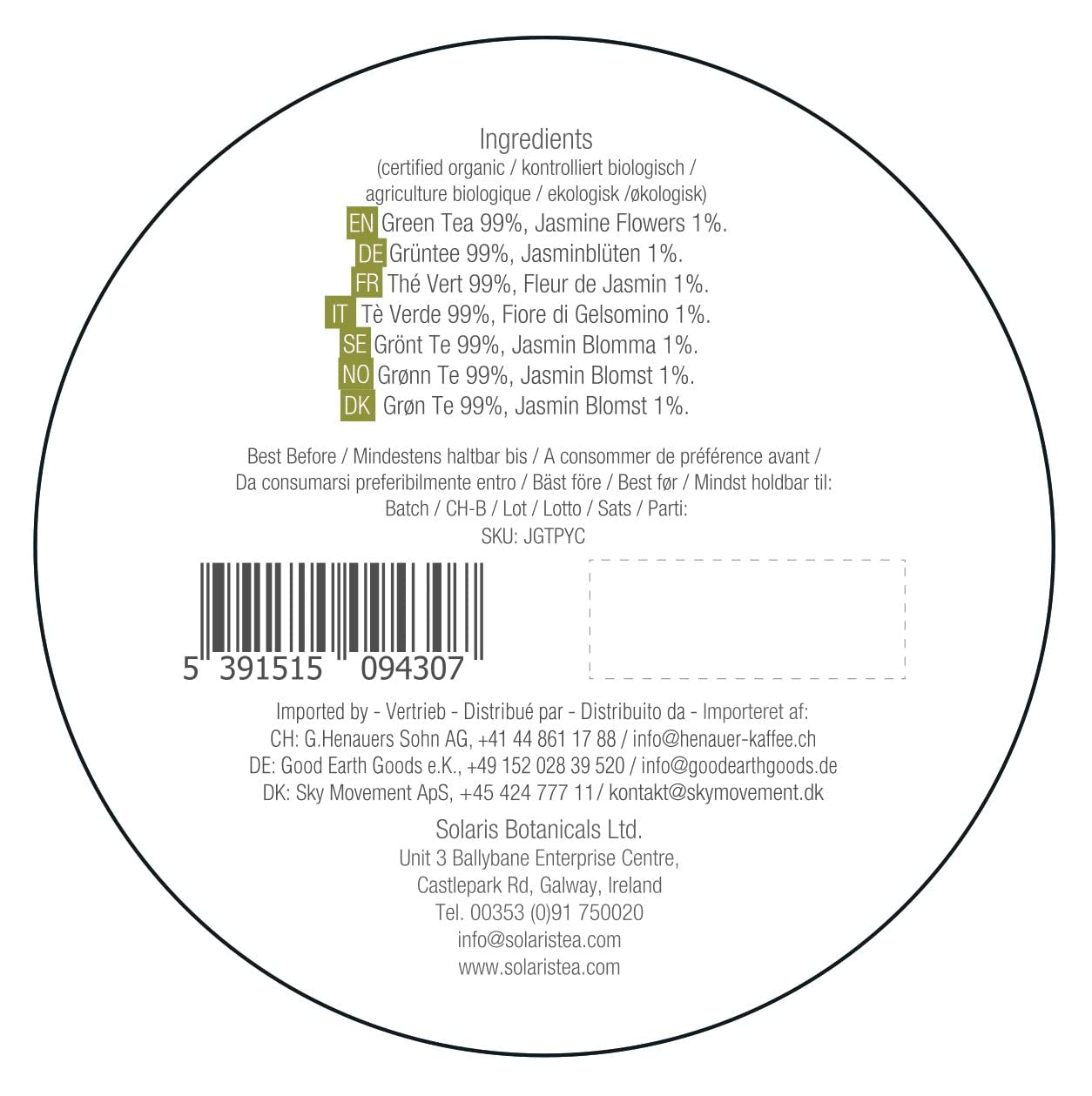 Bio-Jasmin-Grüntee, 15 Seidenteebeutel, 1 Packung (1 x 30 g)
