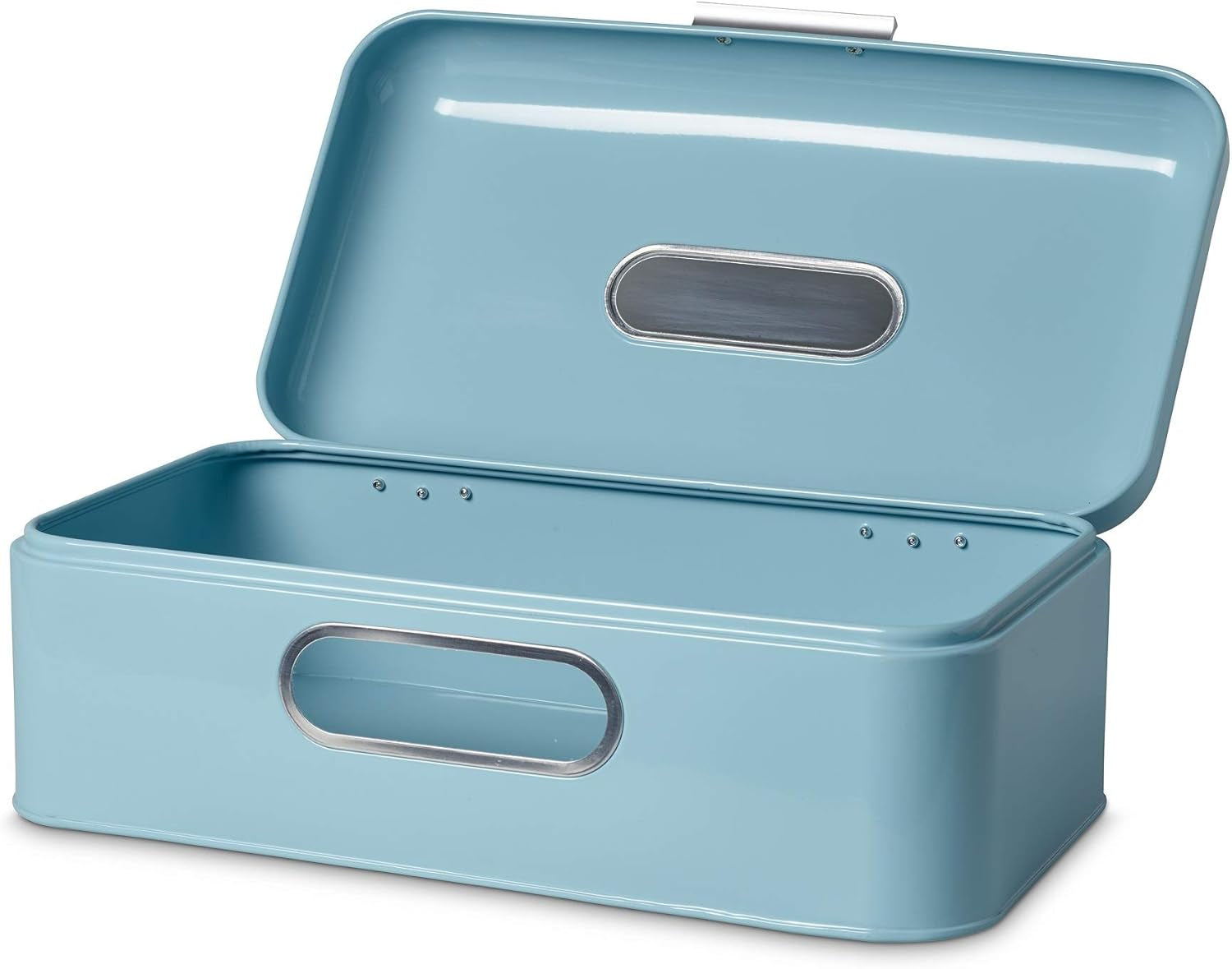 ECHTWERK Retro-Brotkasten aus Metall mit Sichtfenster und Deckel, Set mit 3 eleganten Aufbewahrungsboxen, 1,4 l Fassungsvermögen, rote Lebensmittelaufbewahrungsboxen Naty Shop Hellblau Groß Einzeln