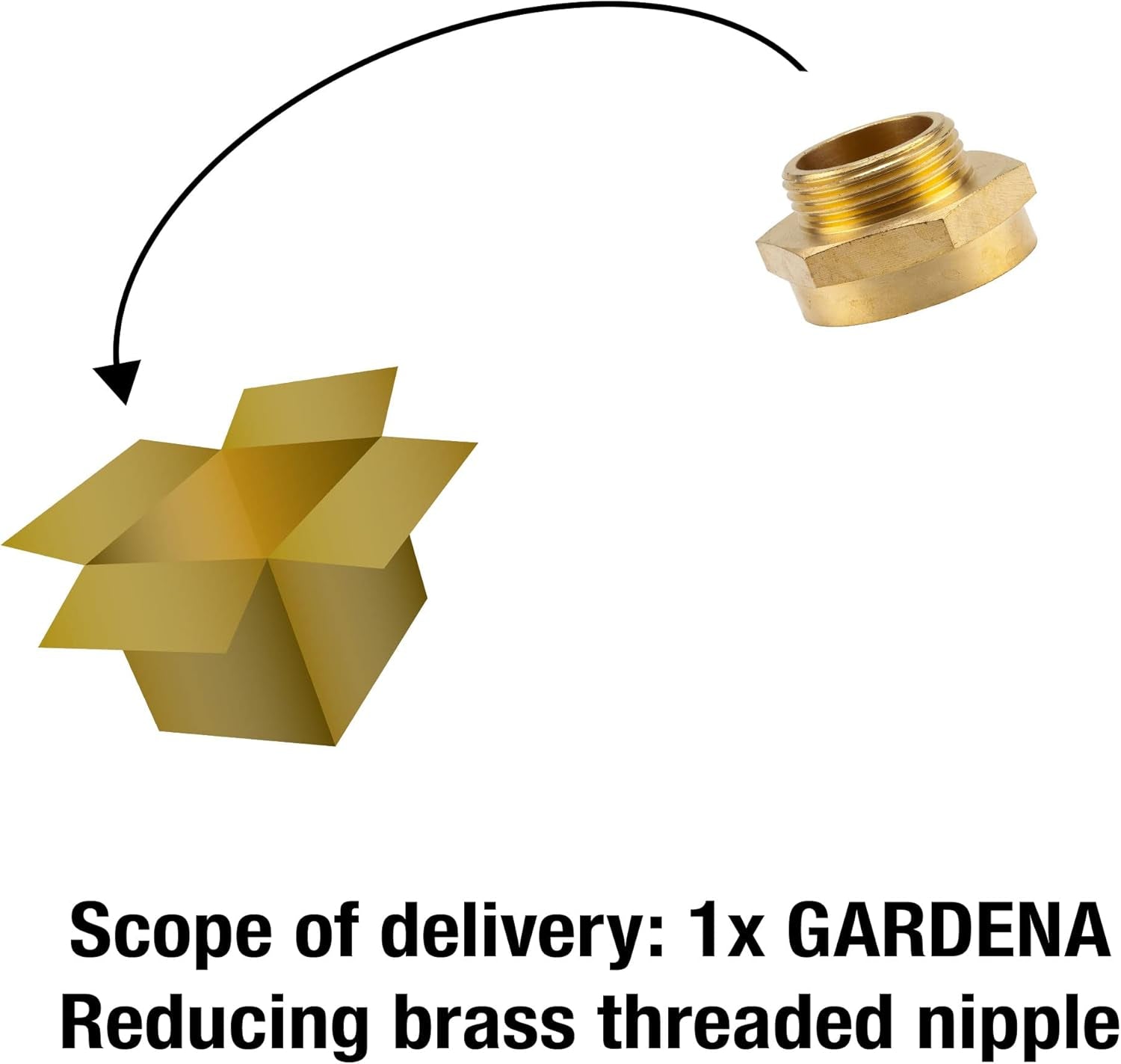Gardena Brass Reducer Threaded Nippel: Messinganschluss für Gewindereduzierer z. B. für Pumpen, 33,3 mm Außengewinde (G 1 Zoll) / 42 mm Innengewinde (G 1 1/4 Zoll) (7266-20)