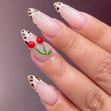 Moonglow Lange Nägel Stiletto Milchweiß Rosa Farbverlauf Glitzer Coole künstliche Nägel mit Kleber Rosa Ombre Glitzer Künstliche Nägel