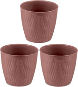 Set mit 5 braunen Töpfen, Durchmesser 16 cm – Stabile Kunststofftöpfe – Dekorativer Übertopf mit Entwässerungsmöglichkeit – Eleganter Topf für den Innen- und Außenbereich