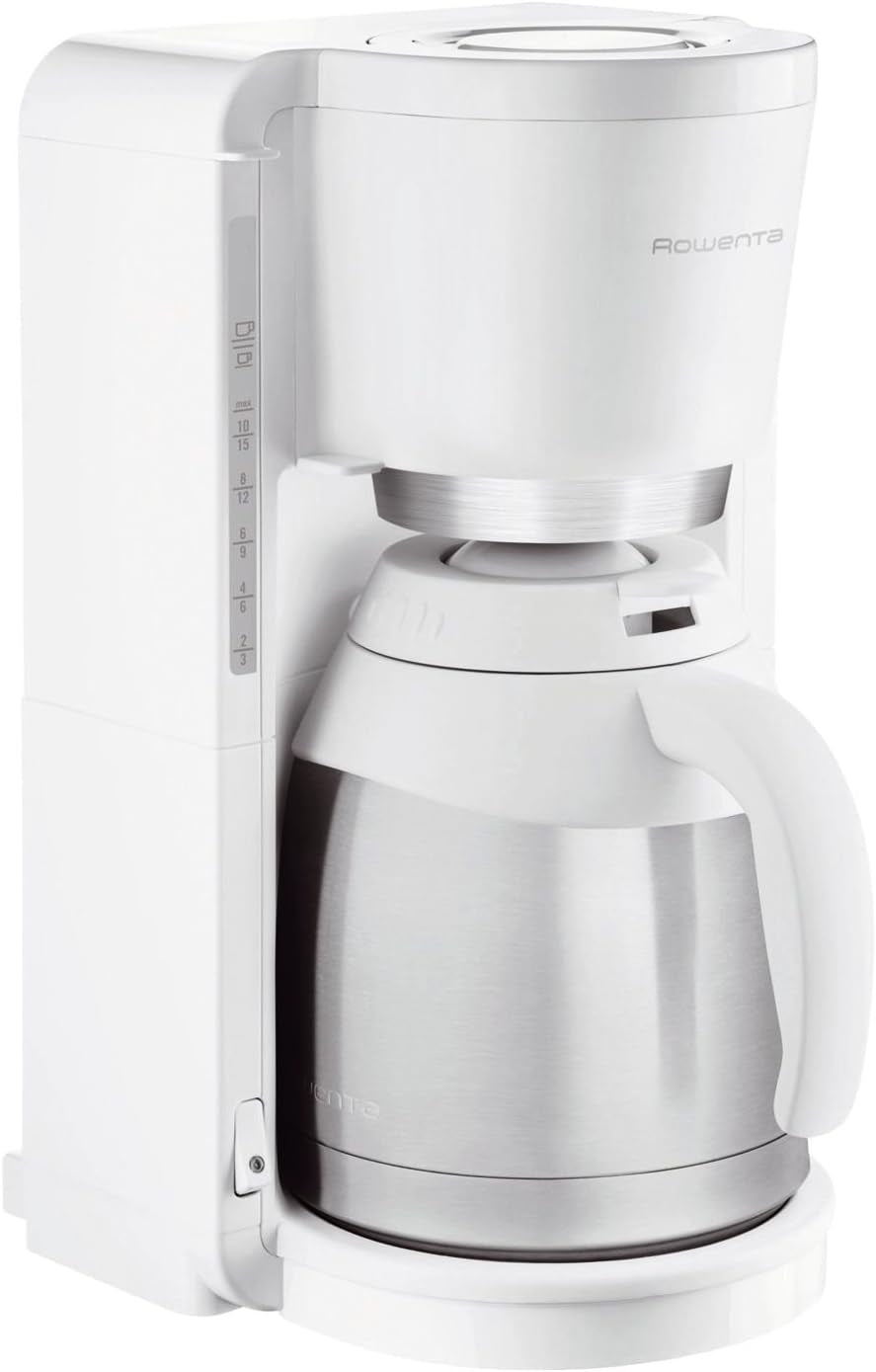 Filterkaffeemaschine Rowenta CT3811 Adagio Milano | Mit Thermokaraffe aus Edelstahl | 10-15 Tassen | Automatisches Herunterfahren | Weiß/Edelstahl