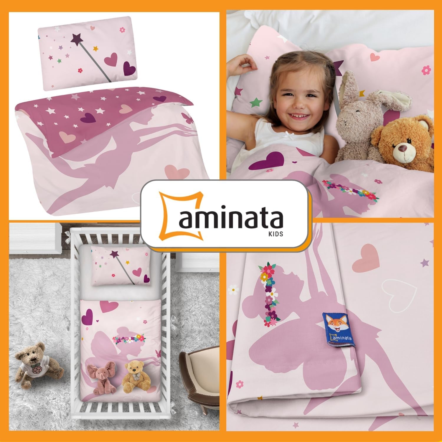 Aminata Kinderbettwäsche, Feen und Elfen, 100 x 135 cm Bettwäsche – Kinder Naty Shop