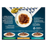 Perle | Saucenhalter | Erwachsene Katze | Rindfleisch, Huhn, Thunfisch, Lachs | 12 x 85g | Frischebeutel (Verpackung kann variieren)