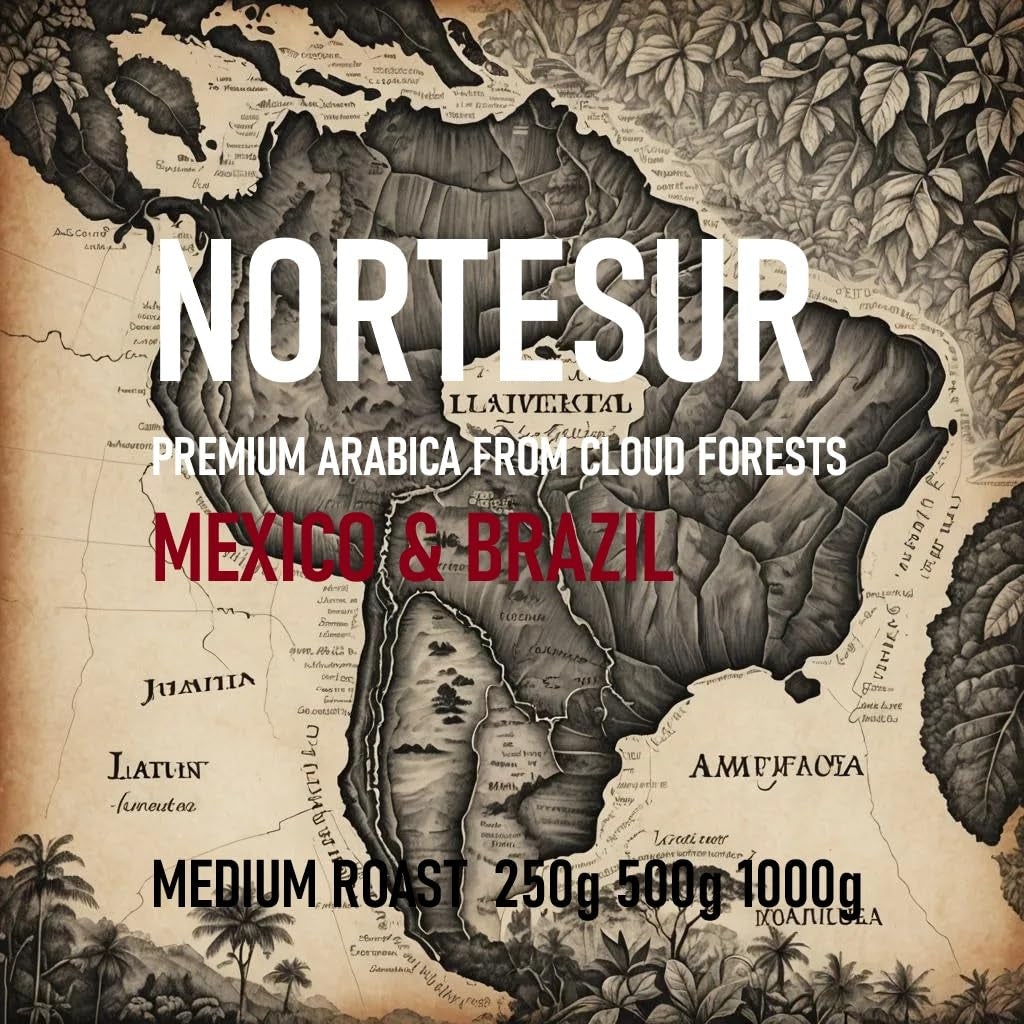 Norte Sur Kaffee, starker Kaffee zum täglichen Mahlen. 100 % Arabica aus Mexiko und Brasilien.
