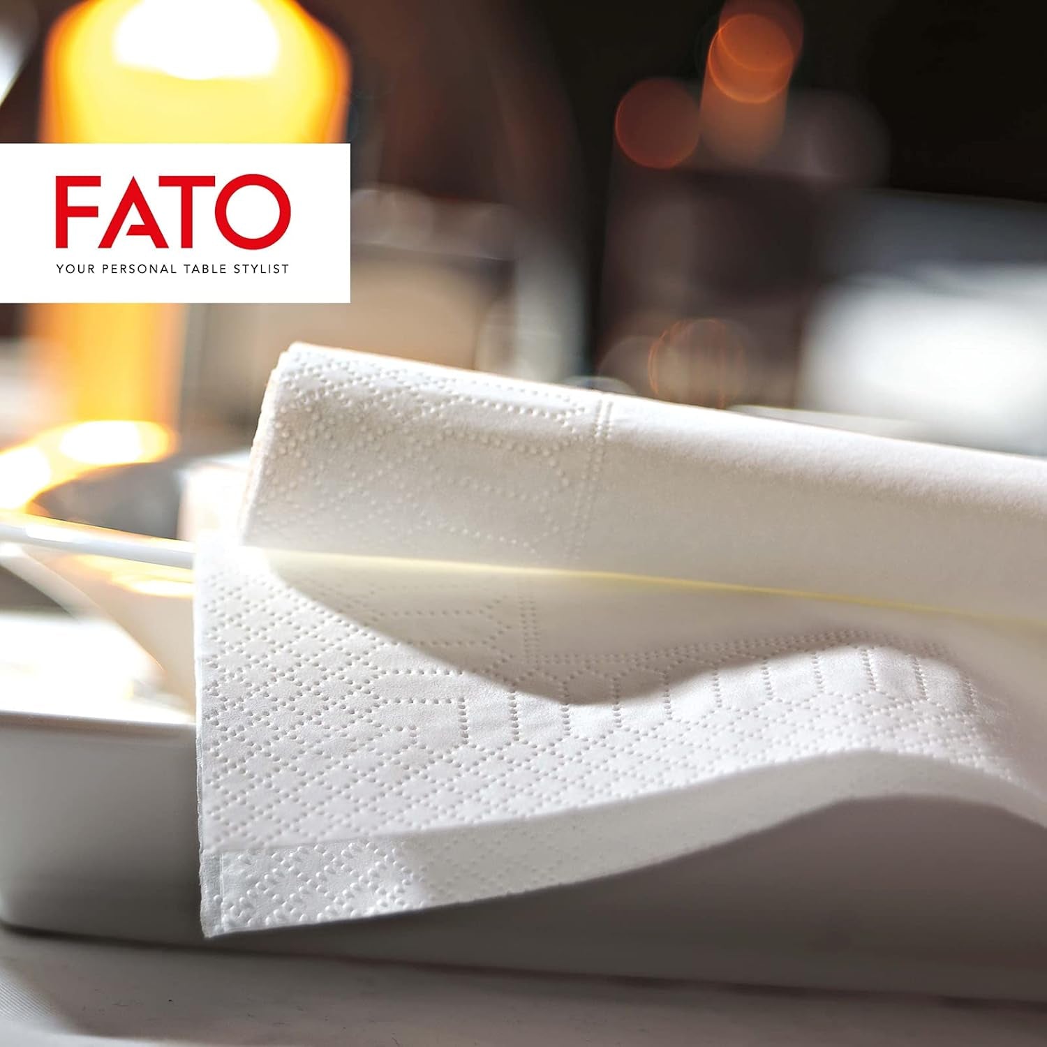 , Einweg-Papierservietten, ideal für Vorspeisen und Cocktails, Packung mit 100 Servietten, Größe 24 x 24, 4-fach gefaltet, 2-lagig, weiß, 100 % reines Zellulosepapier, FSC-zertifiziert (6er-Pack)