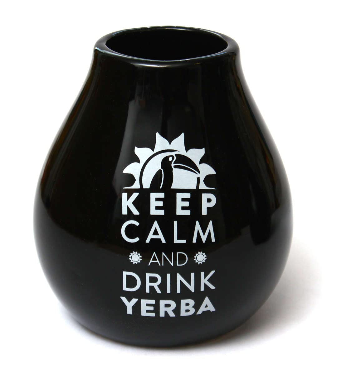 Yerba Mate Teeset für Zwei 150G | Mate-Tee mit Guarana und Früchten | Loseblatt-Yerba-Mate-Tee | Schwarzer, mattierter Keramikbecher 350 ml | Stahlstroh Bombilla Liza 19 cm