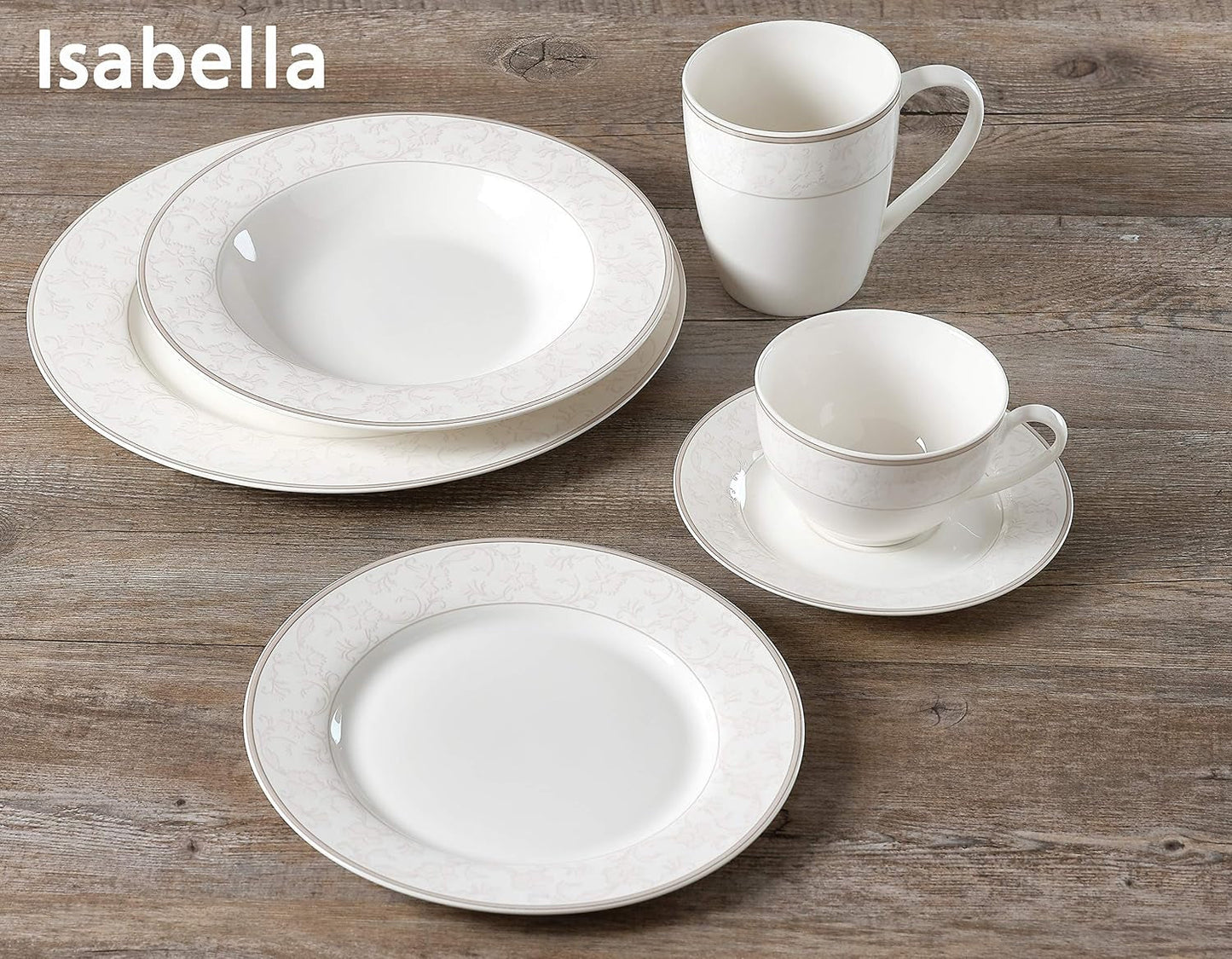 Ritzenhoff & Breker Isabella Kaffeeservice, 18-teilig, feines Porzellan, weiß mit Ornamenten, 37 x 26 x 25 cm
