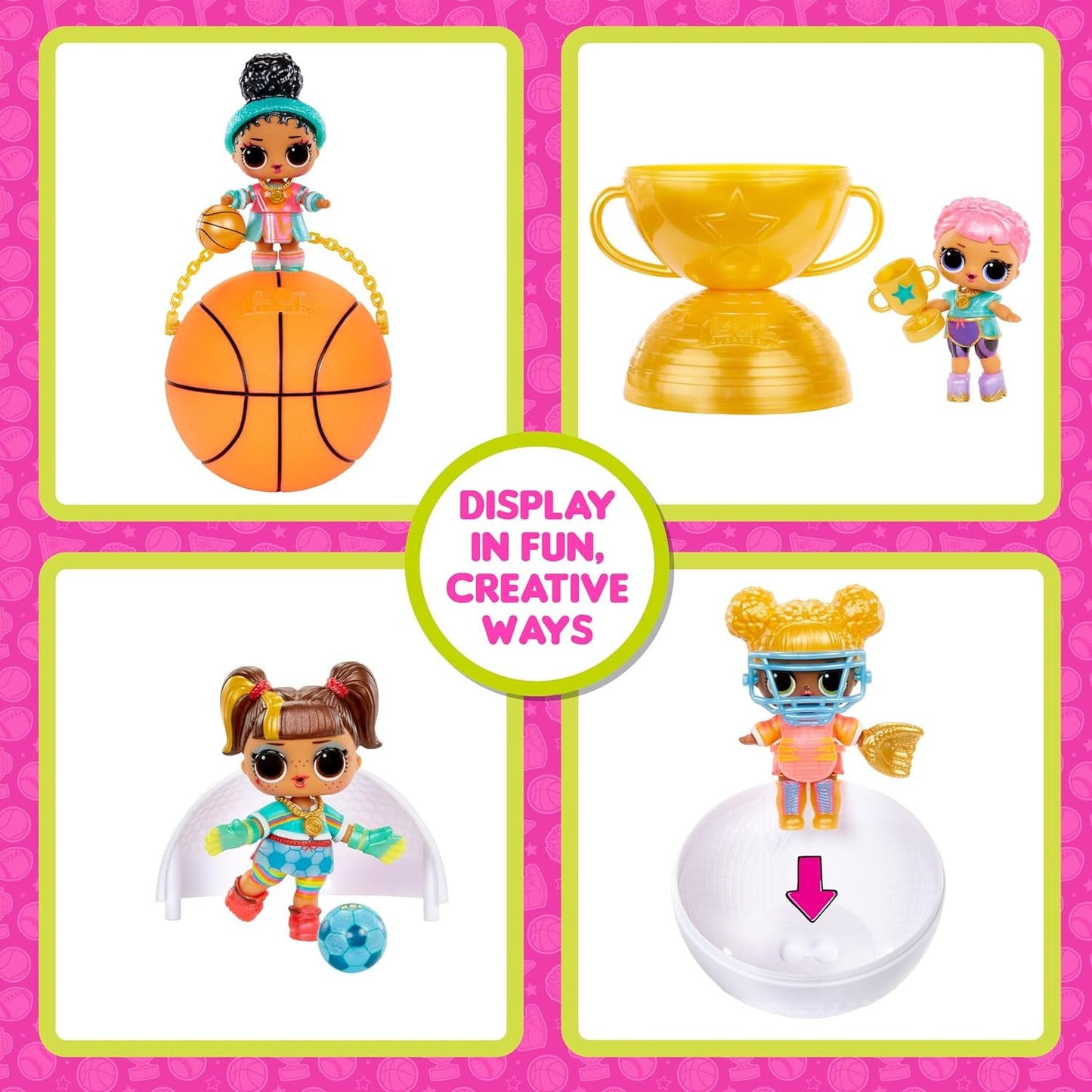 LOL Überraschung! All-Star Sports Vault Tots Collection – Enthält 1 Puppe, gepanzerte Verpackung, 12 Sammelpuppen, 8 Auspackzubehör, ideal für Kinder ab 4 Jahren, Pink
