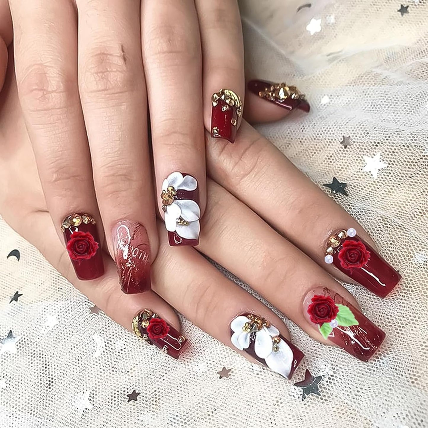 300 Stück Niedliche Blume Nail Charms, 3D Resin Floral Camelie Rose Nägel Charms Mit Perle, Gemischte Größe Bunte Flower Nägel Deko Für Frauen Nail Art Zubehör
