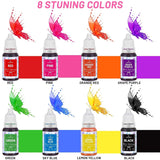 Lebensmittelfarbe 8 x 10 ml – hochkonzentriertes flüssiges Lebensmittelfarben-Set zum Backen, Kuchen, Kekse, Zuckerguss, Macarons, Fondant – lebendige Lebensmittelfarbe für selbstgemachte Seifen, Schleim, Bastelarbeiten