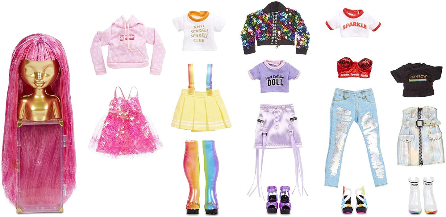 Rainbow High 571049 Fashion Studio – Exklusive Puppe mit Kleidung, Accessoires und 2 glänzenden Perücken – Kreieren Sie über 300 Outfits!