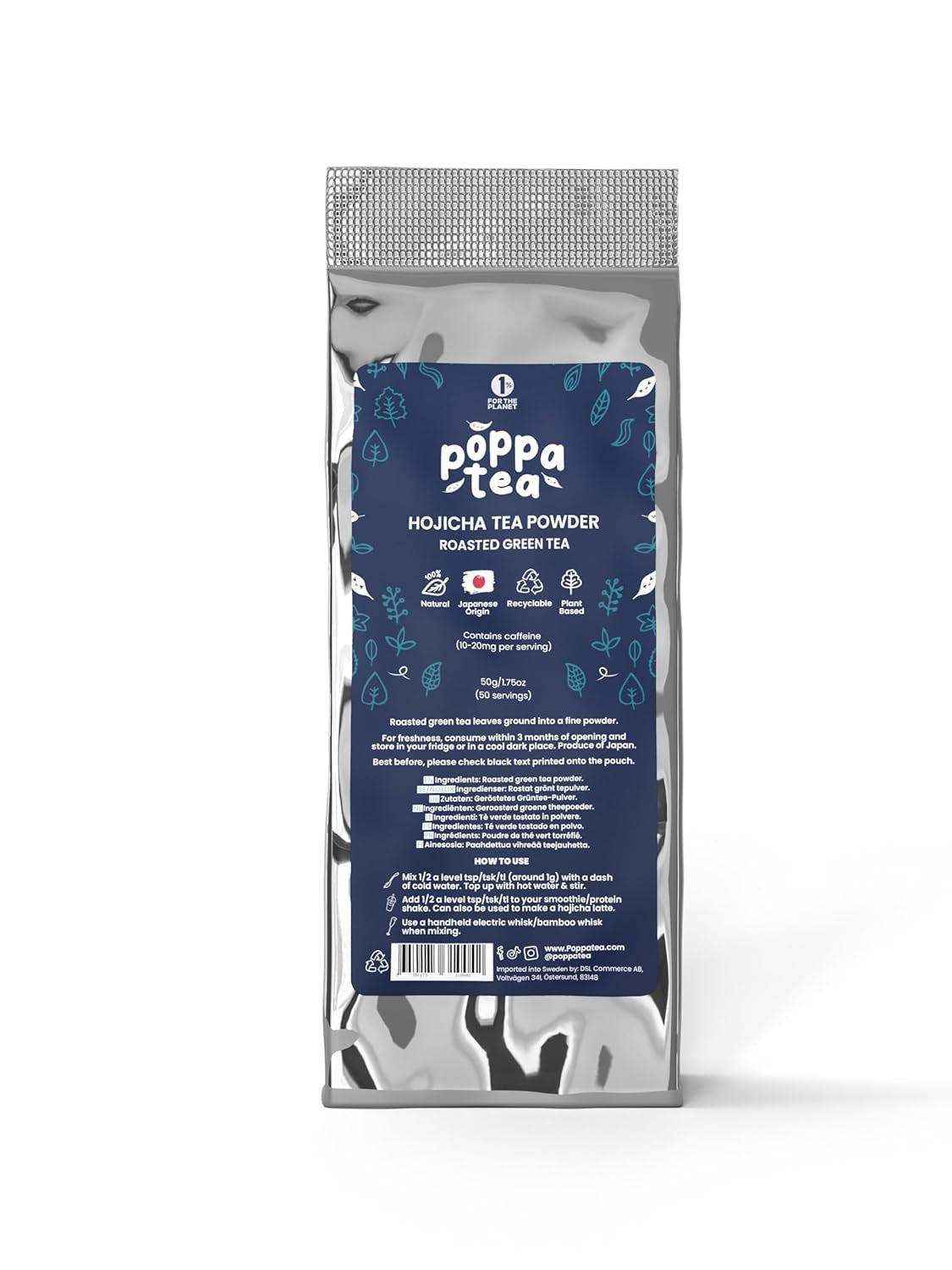 Poppatea Hojicha Teepulver – gerösteter grüner Tee (50 g Nachfüllbeutel)