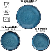 Moritz & Moritz SOLID 18-teiliges Steingut-Geschirrset für 6 Personen – Geschirrset für 6 Personen, bestehend aus 6 Speisetellern, 6 Beilagentellern und 6 Speisetellern