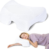 SAHEYER Seitenschläferkissen mit Arm, ergonomisches orthopädisches Kissen, Nacken- und Schulterkissen aus Memory-Schaum, Nackenkissen mit mehreren Winkelarmen für viele Schlafpositionen (weiß). Orthopädische Halskissen von Naty Shop, weiß