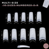 AIRRE 500 professionelle Gel-Nägel und 3 Feilen pro Box – (10 Größen) Französische Halbmond-Kunstnägel, Salon- und Heimgebrauch, Schneiden, Feilen und Formen, UV-/LED-Gel, Nagellack und Nagelkunst (natürlich)