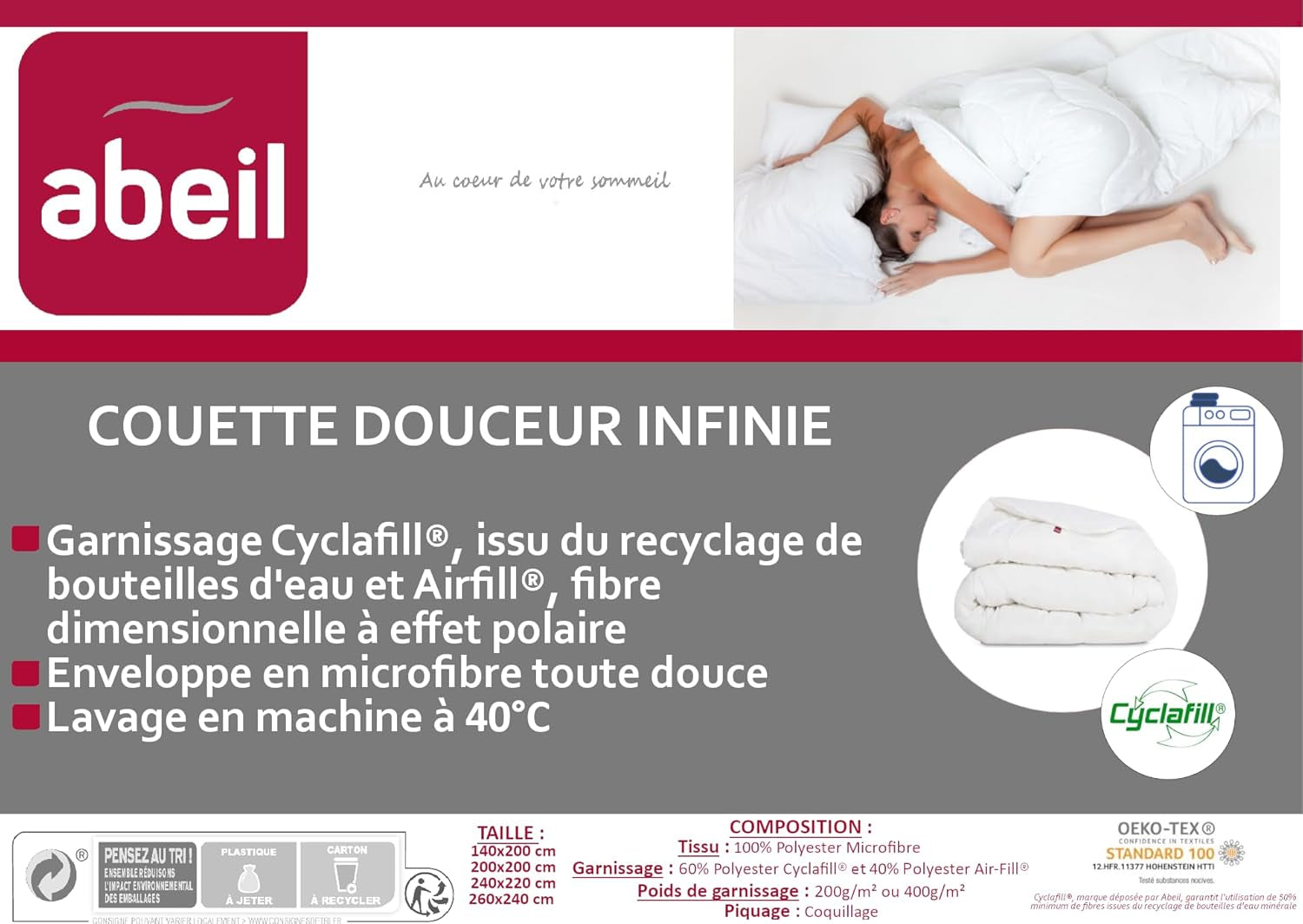15000000534 Douceur Infinie Quilt, leicht, Polyester, weiß, weiß, 240 x 260 cm Steppdecken und Steppdecken Naty Shop