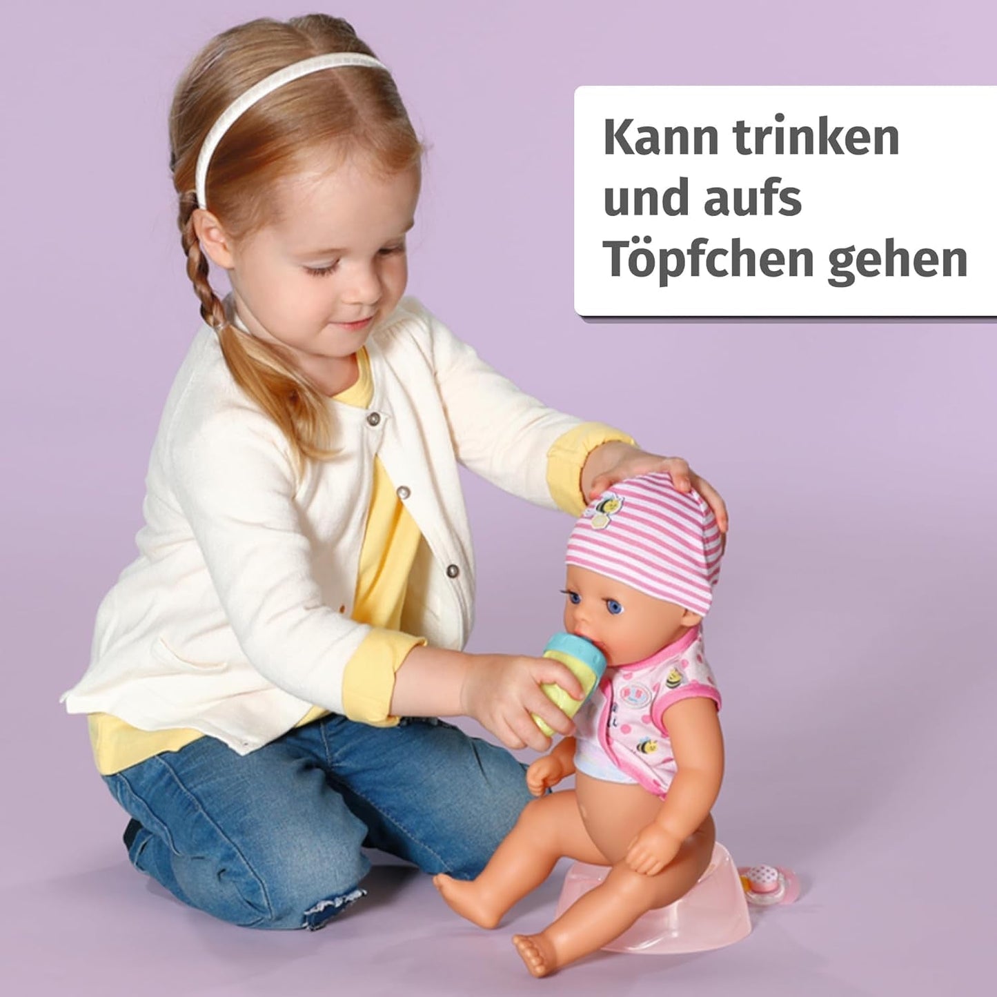 BABY Born Lena (Mädchen) 36 cm, Puppe mit 7 Funktionen für Kinder ab 1 Jahr, funktioniert ohne Batterie, große Puppe 36 cm, 834596 Zapf Creation, rosa Naty Shop-Puppen