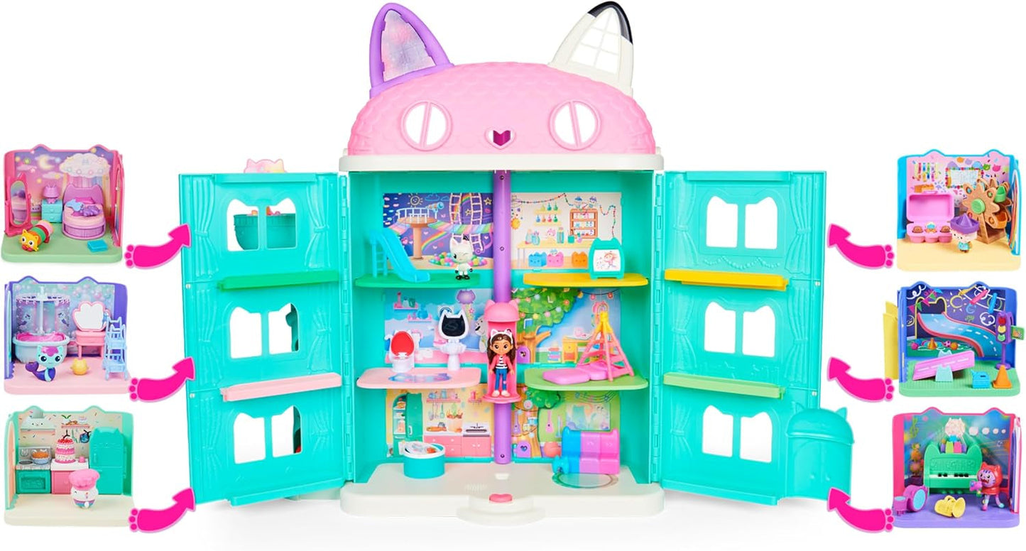 GABBY'S DREAMWORKS PUPPENHAUS – Deluxe-Zimmer, Cakey-Konditorei, Kuchi-Küche (rumänisch: Cakey), 3 Möbelstücke und 2 Überraschungsboxen mit Zubehör, geeignet für Kinder ab 3 Jahren