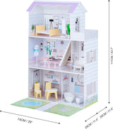 Teamson Kids Olivia's Little World Riesenpuppenhaus mit 16 Puppenzubehörteilen, Puppenhaus aus Holz mit Möbeln, 3-stöckig, 30 cm großes Puppenhaus für Kinder ab 3 Jahren