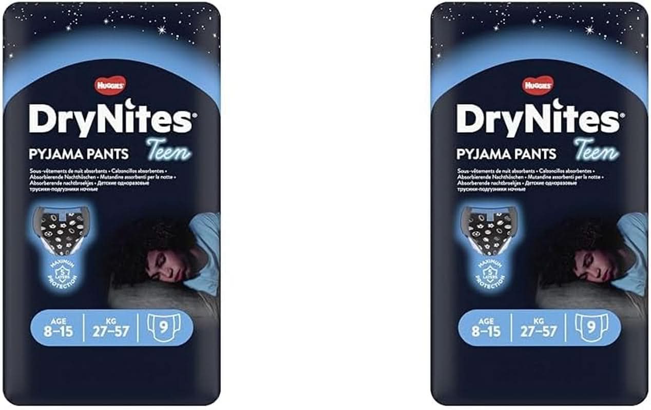 Huggies Drynites Jungen 8–15 Jahre, 9 Stück (2er-Packung) Naty Shop 18 Stück (2er-Packung x 9 Stück)