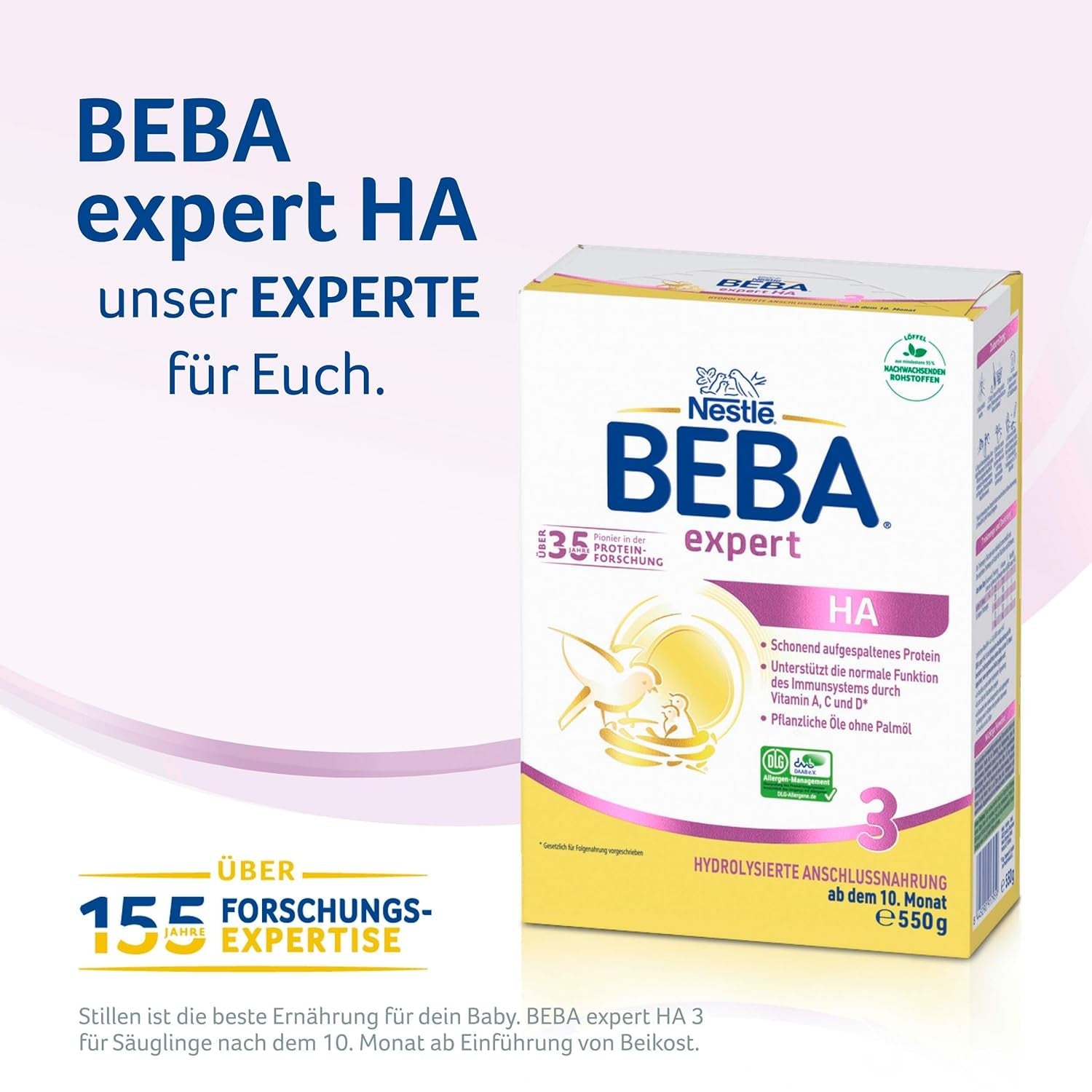 BEBA expert HA 3 Hydrolysierte Fortsetzungsformel, ab 10 Monaten, 1 Packung (1 x 550 g)
