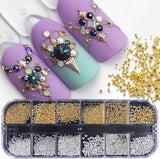 GZMAYUEN Nail Art Perlen Micro Caviar Für Nägel, 0.3-3Mm Goldene Silber Mini Caviar Strasssteine, Weiß Beige Mini Nägel Perlen Mikroperlen Dekor Für Nägel